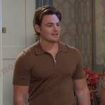 Johnny’s brown zip polo shirt on Days of our Lives