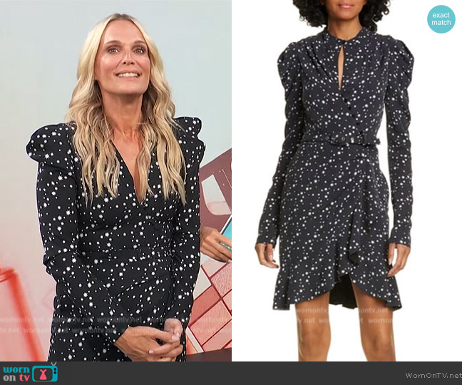 Simkhai Star Print Wrap Dress worn by Molly Sims on Access Hollywood