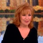 Joy’s black crochet trim cardigan on The View