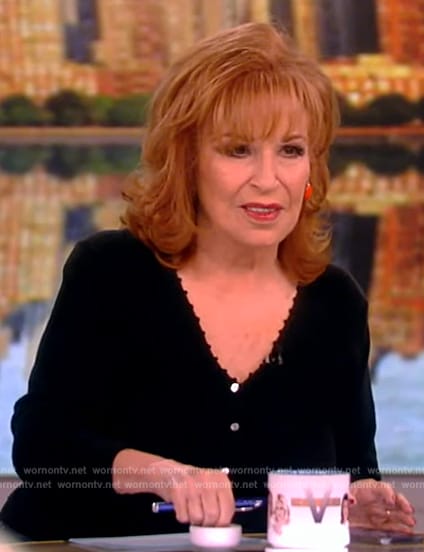 Joy's black crochet trim cardigan on The View