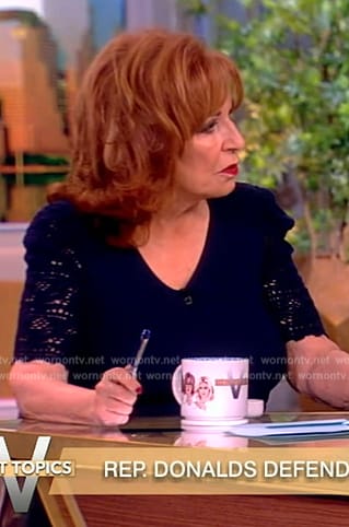 Joy’s blue lace sleeve top on The View