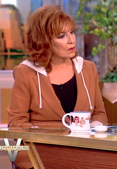 Joy's brown hooded blazer on The View