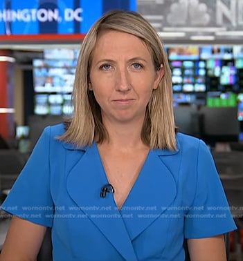 Julia Ainsley’s blue short sleeve blazer dress on NBC News Daily