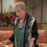 Julie’s black and green printed kimono jacket on Days of our Lives