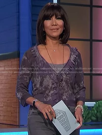 Julie's purple ruffle trim blouse on Big Brother