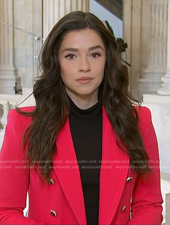 Julie Tsirkin’s pink double breasted blazer on NBC News Daily