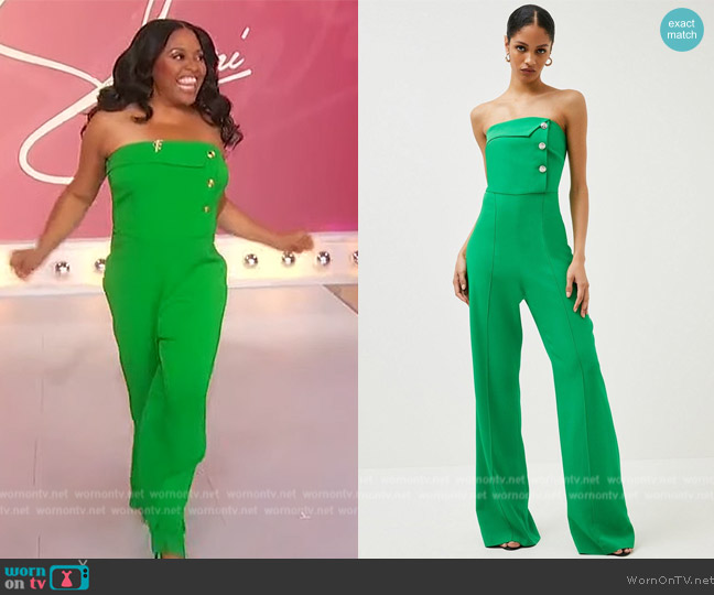 Karen Millen Compact Stretch Viscose Bandeau Jumpsuit worn by Sherri Shepherd on Sherri