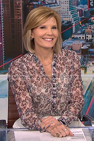 Kate Snow's floral sheer blouse on NBC News Daily