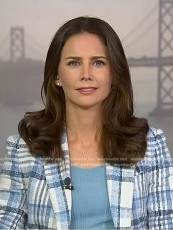 Kate Rooney’s blue and white plaid blazer on NBC News Daily