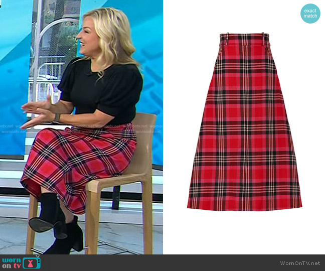 Kate Spade Foliage Plaid Skirt worn by Jennifer Jolly on Today