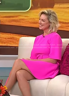 Katherine Heigl's pink belted asymmetric dress on Today