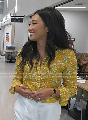 Kathy Park's yellow floral lemon print shirt on Today