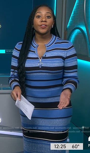 Kay’s blue ribbed stripe dress on NBC News Daily