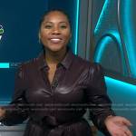 Kay’s brown leather shirtdress on NBC News Daily