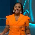 Kay Angrum’s orange short sleeve blazer dress on NBC News Daily