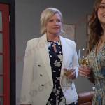 Kayla’s navy floral dress and white blazer on Days of our Lives