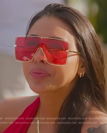 Kayla's red square oversized sunglasses on Selling the OC