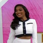 Keke Palmer’s white cropped jacket and pleated mini skirt on Today