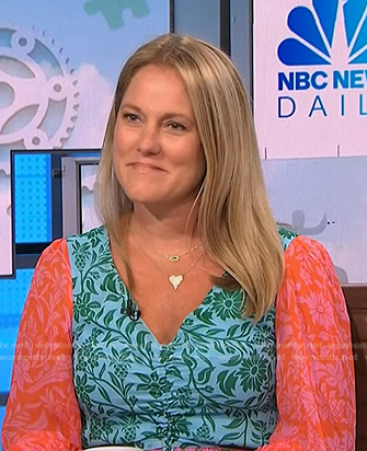 Kelley Kitley’s blue and pink floral dress on NBC News Daily