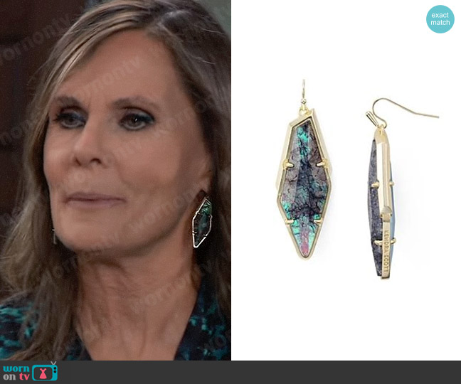 Kendra Scott Bexley Earrings in Navy Crackle Gold worn by Lucy Coe (Lynn Herring) on General Hospital