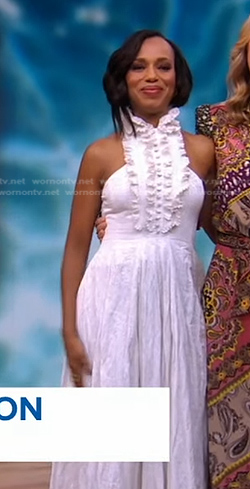 Kerry Washington's white ruffled halter neck dress on Good Morning America