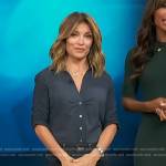 Kit’s navy ruched sleeve shirt on Access Hollywood