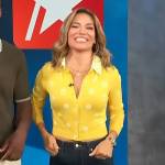 Kit’s yellow floral applique cardigan on Access Hollywood