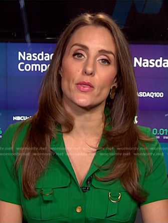 Kristina Partsinevelos's green utility shirtdress on NBC News Daily