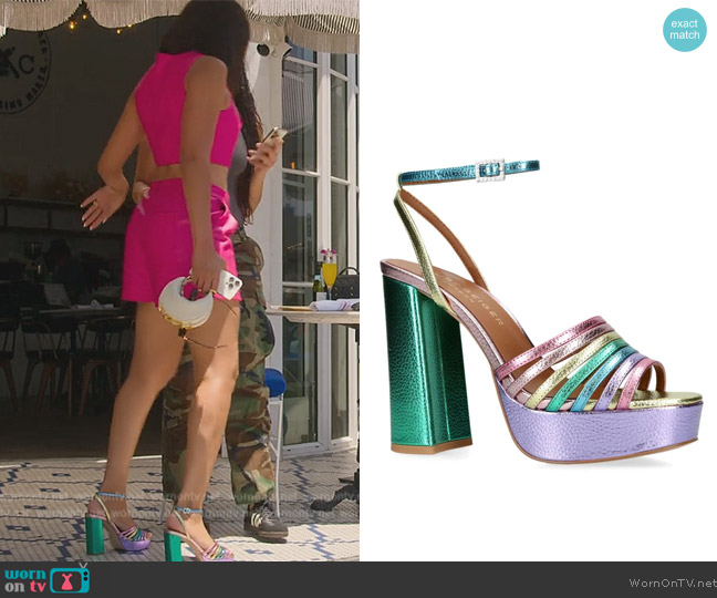 Kurt Geiger London Pierra platform sandals worn by Brandi Marshall (Brandi Marshall) on Selling the OC