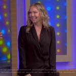 Kym Herjavec’s black feather trim blazer dress on Live with Kelly and Mark