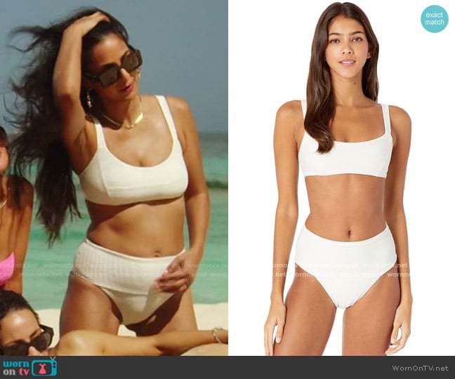 WornOnTV Jessel s white ribbed bikini set on The Real Housewives