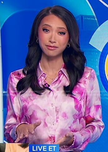 Jacklyn Lee’s pink floral shirt on Good Morning America