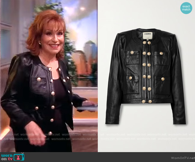 L'Agence Jayde button-embellished leather jacket worn by Joy Behar on The View