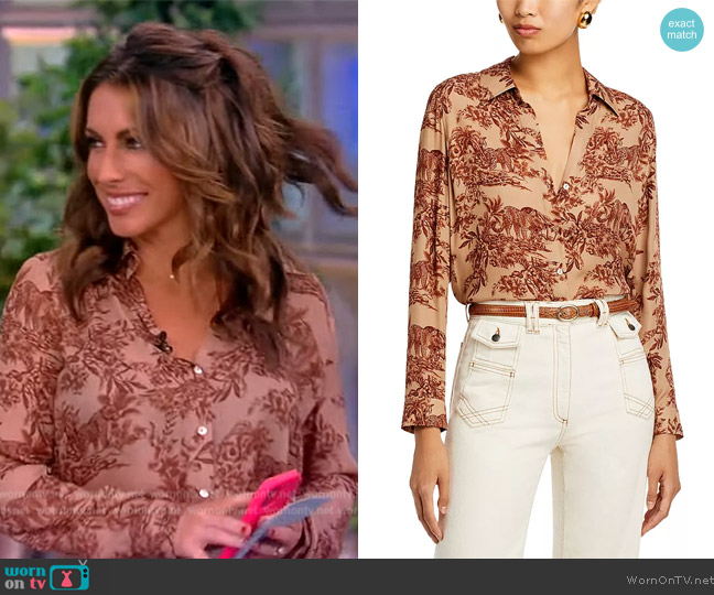 L'Agence Nina Safari-Print Silk Blouse worn by Alyssa Farah Griffin on The View