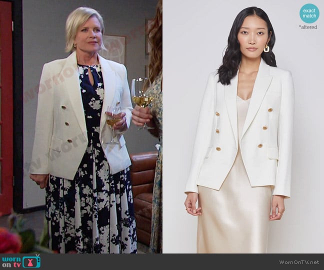 L'Agence Kenzie Double-Breasted Blazer in Ivory worn by Kayla Brady (Mary Beth Evans) on Days of our Lives