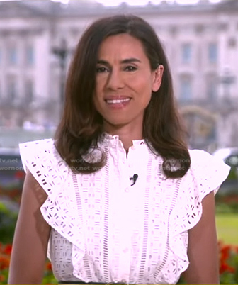 Lama Hasan's white eyelet ruffle dress on Good Morning America