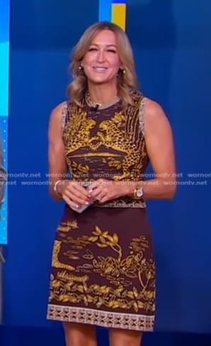 Lara's brown jaguar print dress on Good Morning America