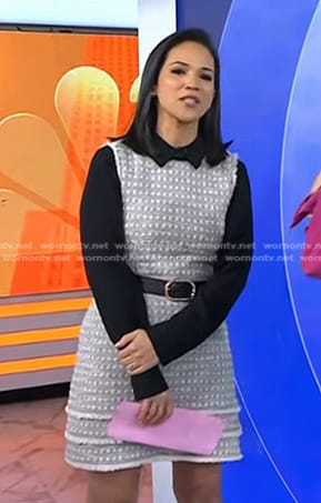 Laura's grey tie waist tweed dress on Today