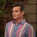 Leo’s blue and pink striped shirt and pants on Days of our Lives