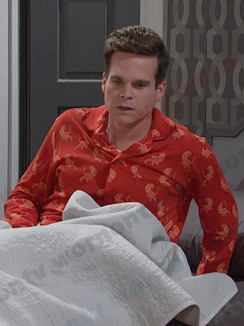 Leo's red tiger print pajamas on Days of our Lives