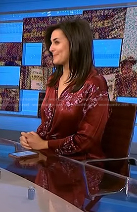 Lindsey Reiser’s burgundy floral dress on NBC News Daily