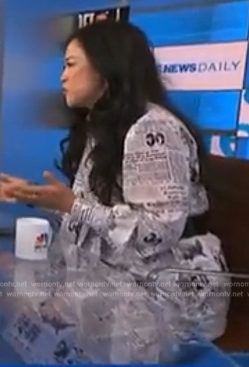 Lisa Sun's newspaper print dress on NBC News Daily