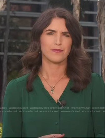 Liz Kreutz's green pleated blouse on NBC News Daily