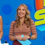 Lori’s brown striped top and leather skirt on Good Morning America
