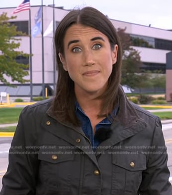 Maggie Vespa’s brown field jacket on NBC News Daily