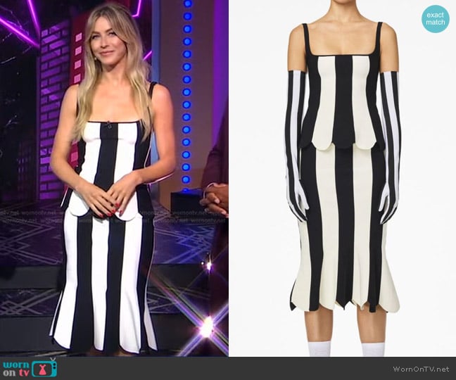 Marc Jacobs Scuba Striped Top and Skirt worn by Julianne Hough on Good Morning America