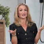 Maria Provenzano’s black tweed mini dress on Access Hollywood