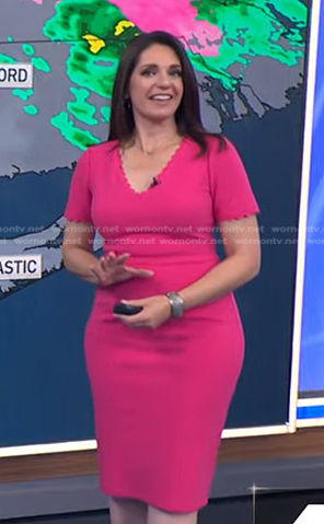 WornOnTV: Maria’s pink scalloped trim dress on Today | Maria Larosa ...