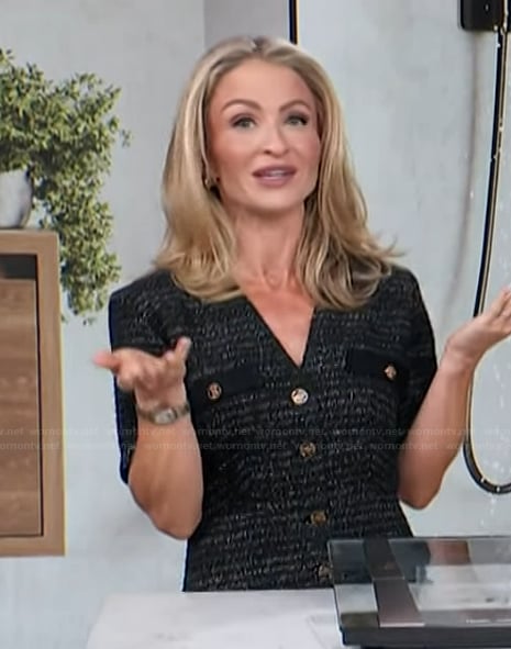 Maria Provenzano's black tweed mini dress on Access Hollywood