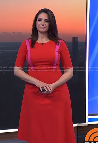 Maria’s red contrast panel dress on Today